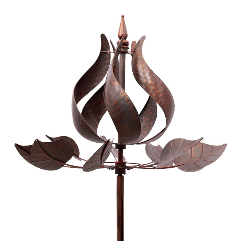 Winwindspinner Wind Spinners Outdoor - Large Tulip Metal Bronze Color Wind Sculptures & Spinner, Kinetic Gift Ideal Windmill Decor for Garden and Yard (75 inch Height) - Image 1
